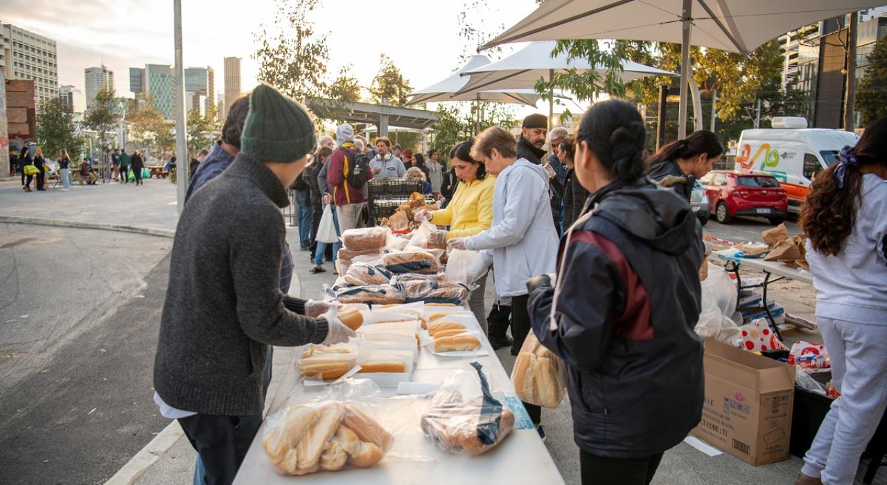 People providing food at Moore Street