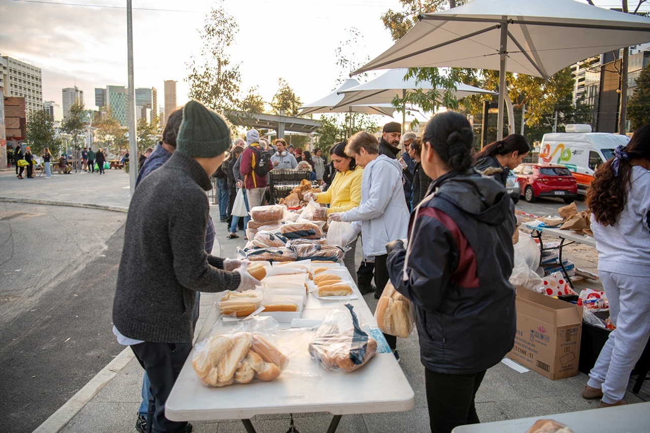 People providing food at Moore Street