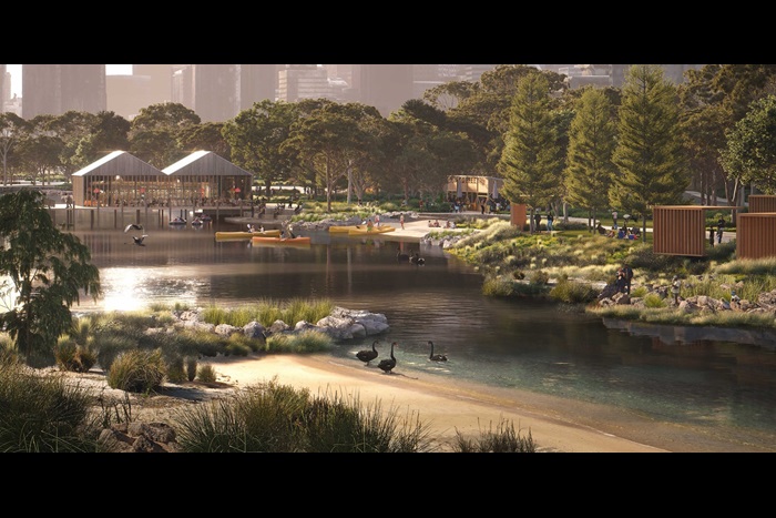 Draft Riverfront Masterplan concept rendering