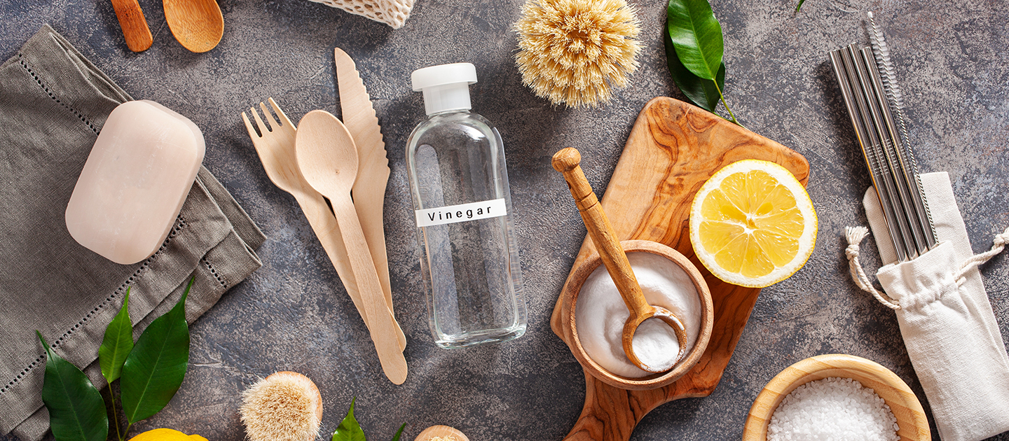 Zero waste, eco friendly cleaning ingredients and implements.