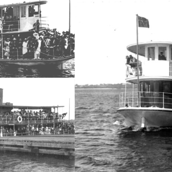 Three black and white photos of the 1914 vessel MV Perth
