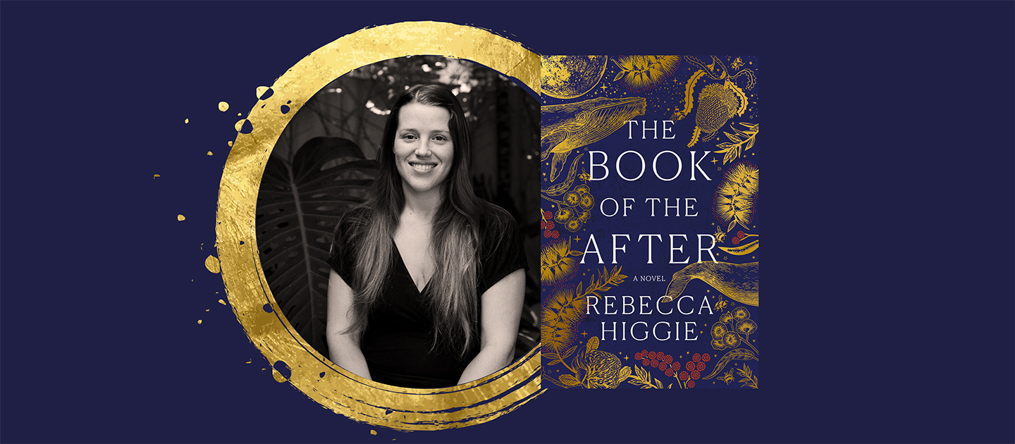Portrait photo of Rebecca Higgie and the cover of her new 'The Book of the After'