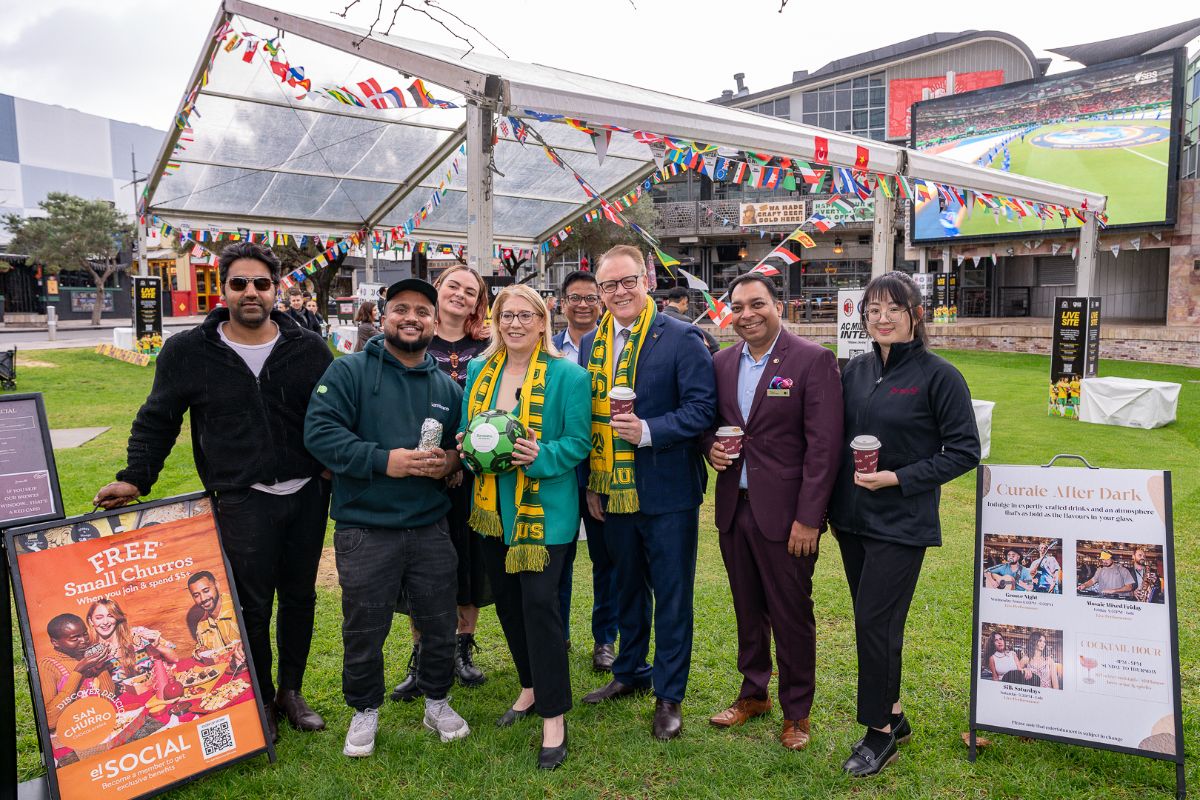 Rita Saffioti and City of Perth Lord Mayor Bruce Reynolds at the Northbridge Piazza World Cup Live site