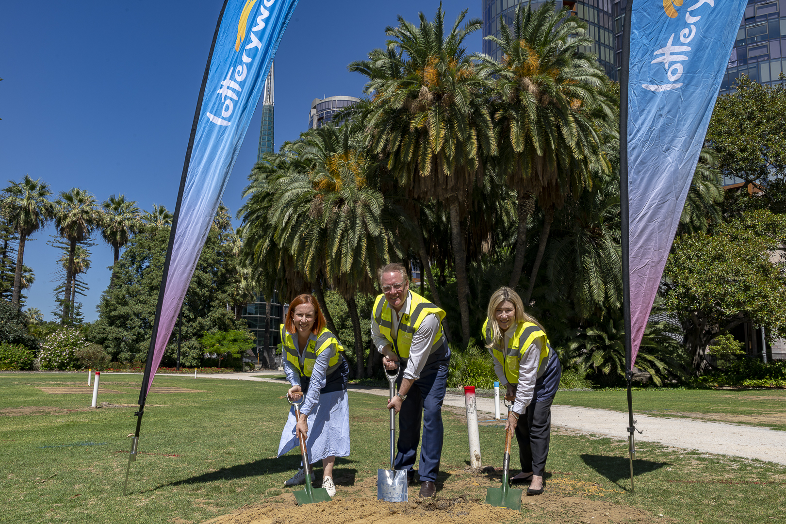 Sod turning at the commencement of the Supreme Court Gardens upgrade