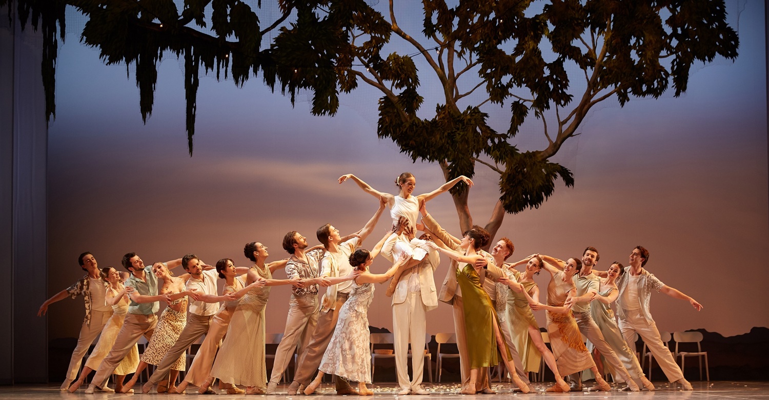 Dancers on stage in a production at His Majesty's Theatre