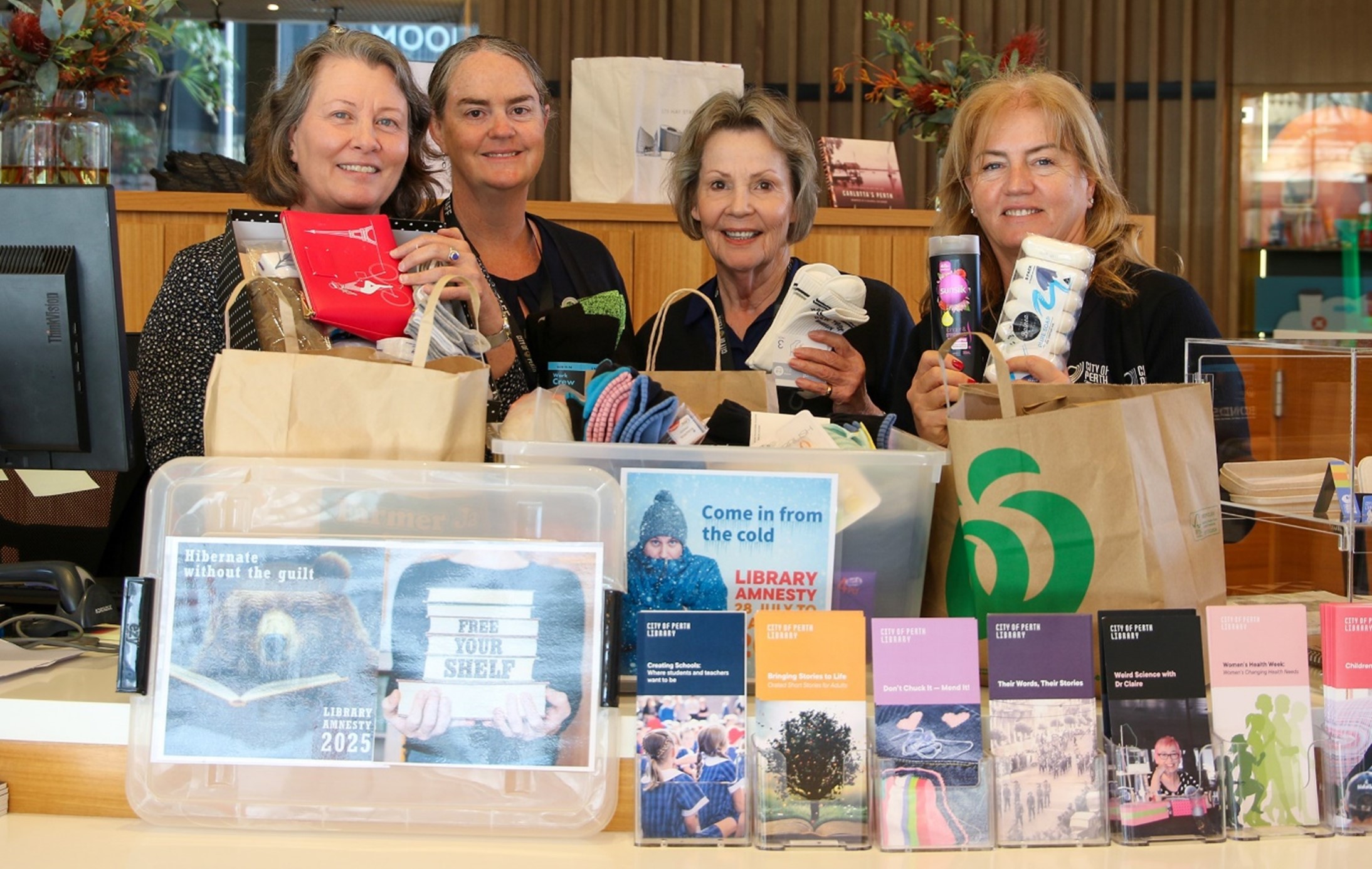 City of Perth Library team with Library Amnesty donations