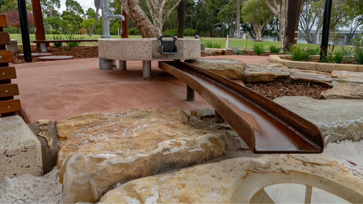 Water feature in the Mardalup Park playground