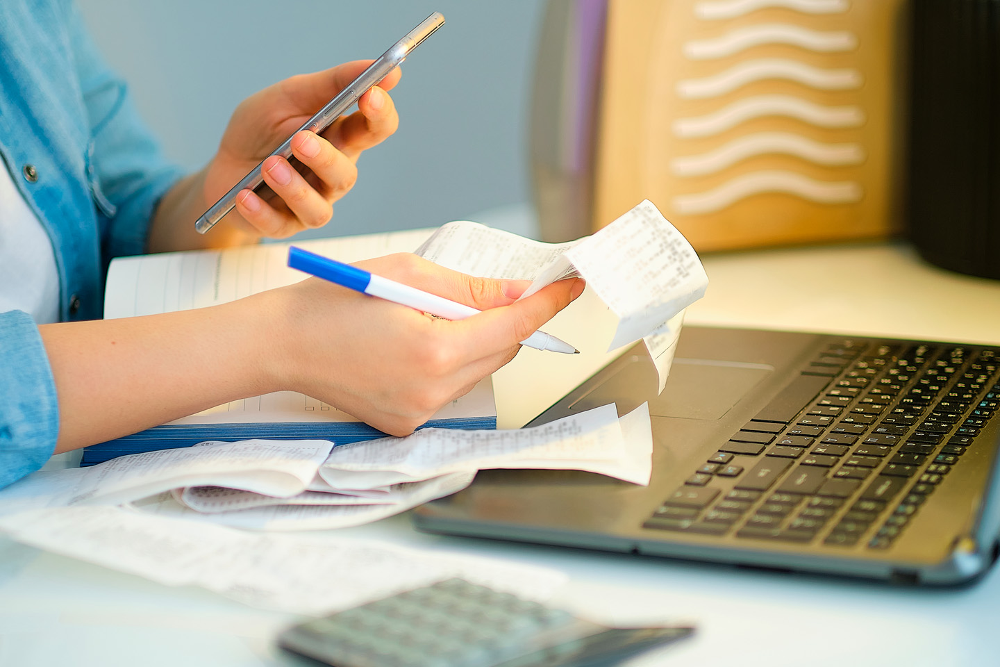 Person with receipts