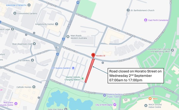 Road Closure - Horatio Street East Perth - 18 September 2026
