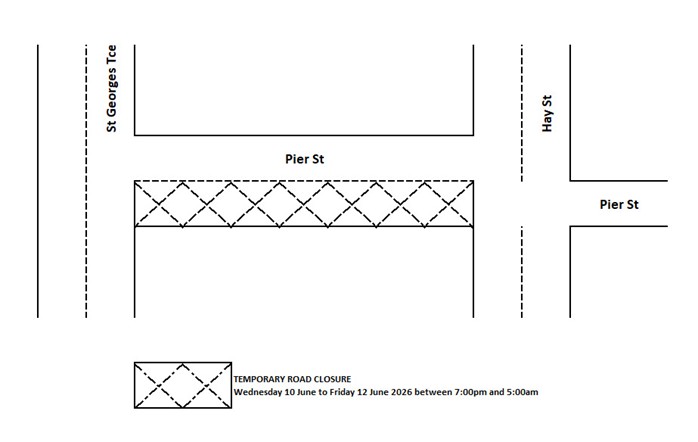 Road Closure - Pier Street Perth - 10 to 12 June 2026
