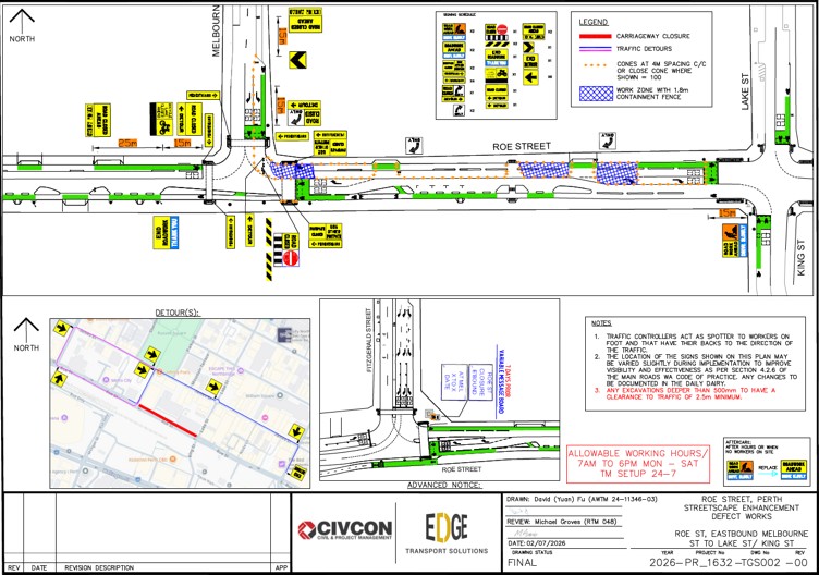Road Closure - Roe Street Northbridge - 12 to 14 August 2026