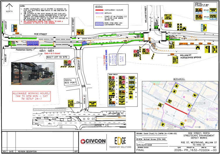 Road Closure - Roe Street Northbridge - 3 to 5 August 2026