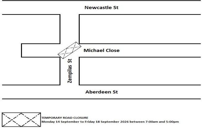Road Closure - Zempilas Road Northbridge - 14 to 18 September 2026