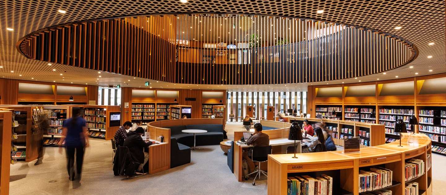 Interior photograph of Level 1 of the city of Perth Library.