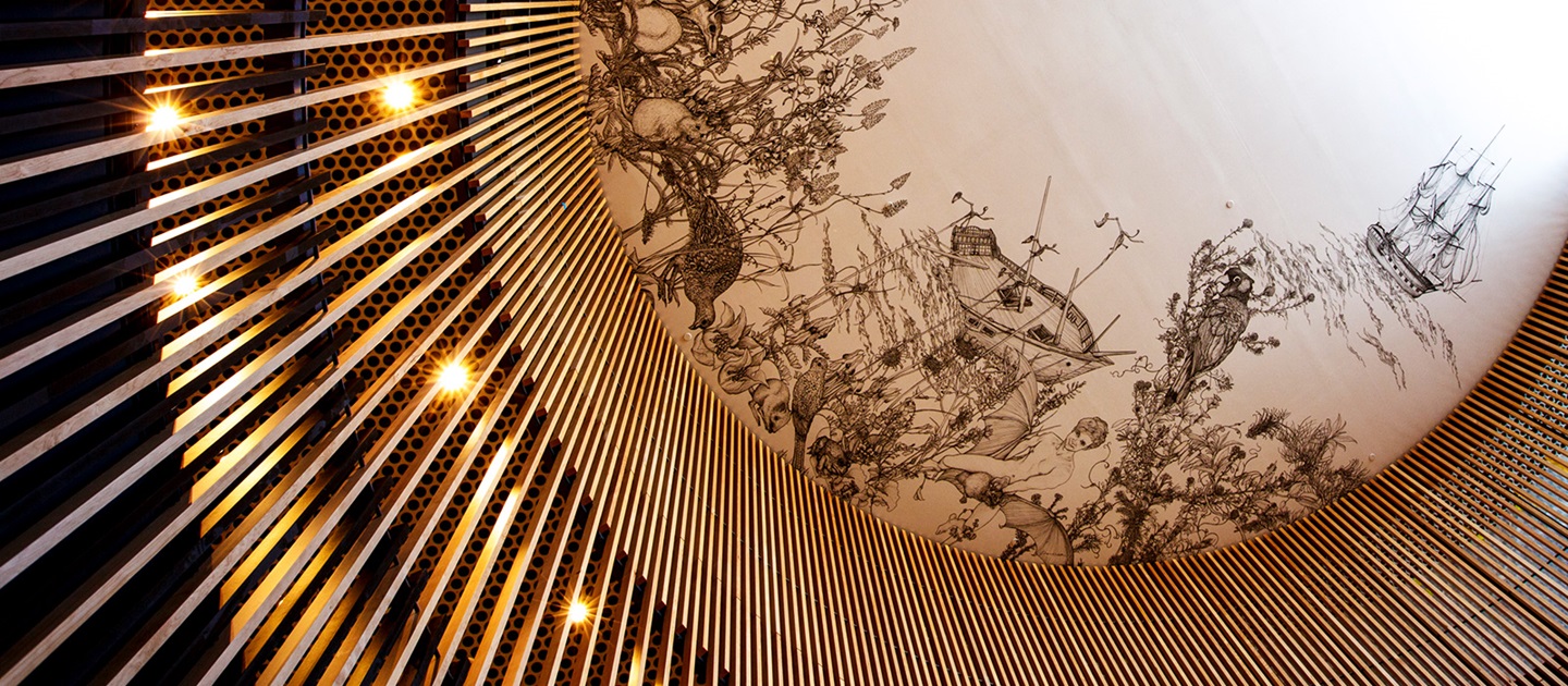 CoP library ceiling mural 