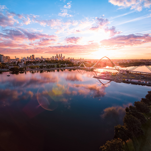 Matagarup Bridge and city